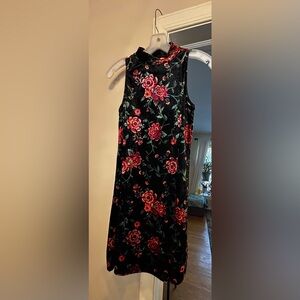 Mudd Black Dress with Red Floral Design